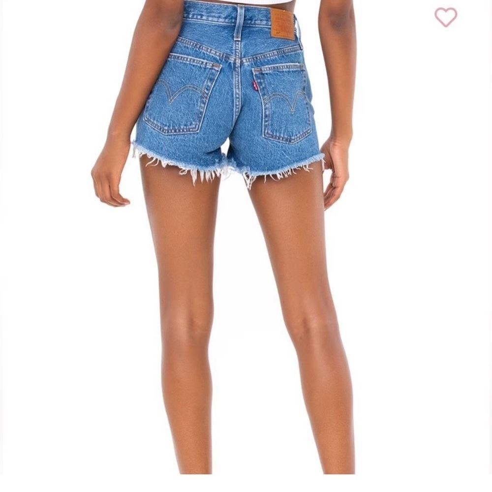 501 Levi's Women's Blue High Rise Button Fly Denim Shorts